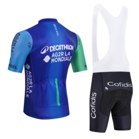 Set Fietsshirt + Korte Koersbroek 2025 Decathlon Ag2r Blauw